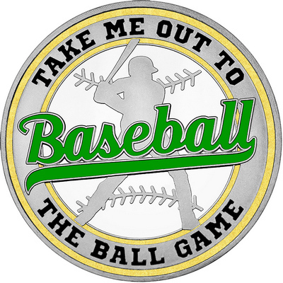 Green "Baseball" with Gold Outer Circular Borders